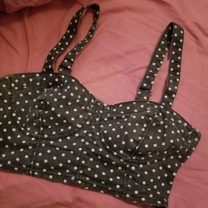 mint condition polka dot zip up crop top